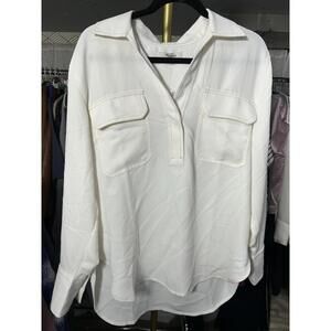 NWT Madewell Contrast-Stitch Popover Shirt Winter White Medium